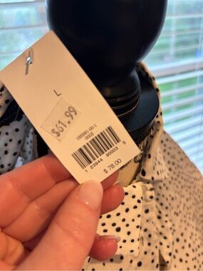 NWT Polka Dot Button-Up Blouse in White and Black- banana republic